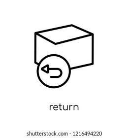 return icon. Trendy modern flat linear vector return icon on white background from thin line collection, outline vector illustration
