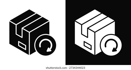 Icono de retorno de estilo de fondo blanco y negro