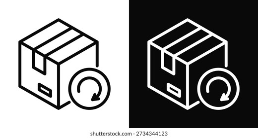 Icono de retorno de estilo de fondo blanco y negro