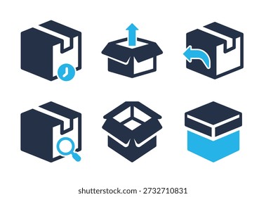 Return and Inspection Management icon set. Solid glyph series icons