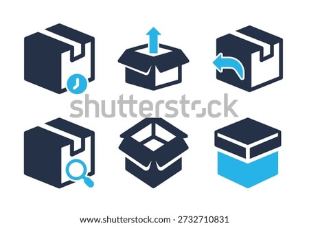 Return and Inspection Management icon set. Solid glyph series icons