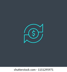 Return of investment concept blue line icon. Simple thin element on dark background. Return of investment concept outline symbol design from Startup set. Can be used for web and mobile UI/UX