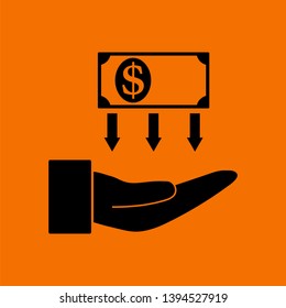 Return Investment Icon. Black on Orange Background. Vector Illustration.