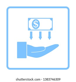 Icono de la inversión de retorno. Diseño de marco azul. Ilustración vectorial.