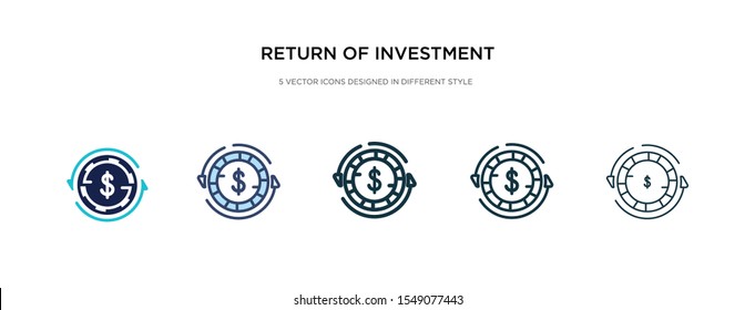 return of investment icon in different style vector illustration. two colored and black return of investment vector icons designed in filled, outline, line and stroke style can be used for web,