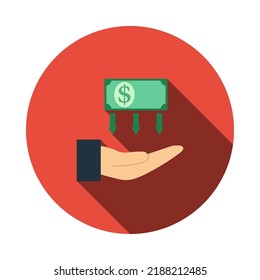 Return Investment Icon. Flat Circle Stencil Design With Long Shadow. Vector Illustration.