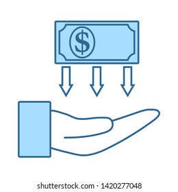 Return Investment Icon. Thin Line With Blue Fill Design. Vector Illustration.