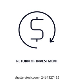 return of investment outline icon.  Thin line icon from business collection. Editable vector isolated on white background