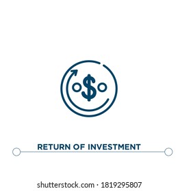icono del vector de contorno de inversión de retorno. ilustración de elemento simple. icono del esquema de rendimiento de la inversión a partir del concepto de negocio editable. se puede usar para web y móvil

