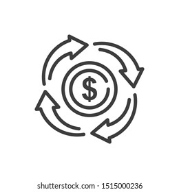 return of investment vector outline icon. Illustration style EPS 10 file format 