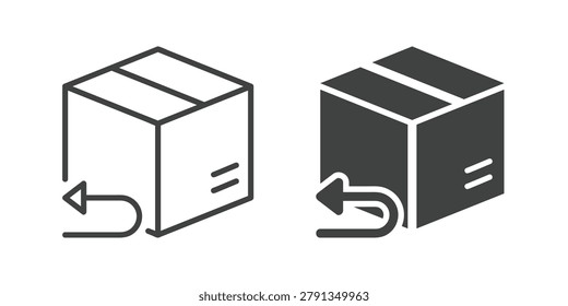 Return Item icon. Line and glyph solid icon