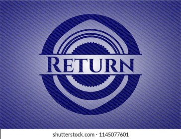 Return jean or denim emblem or badge background