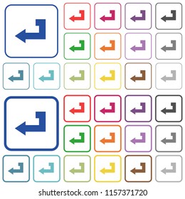 Return key color flat icons in rounded square frames. Thin and thick versions included.