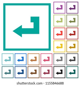 Return key flat color icons with quadrant frames on white background