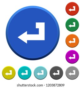 Return key round color beveled buttons with smooth surfaces and flat white icons