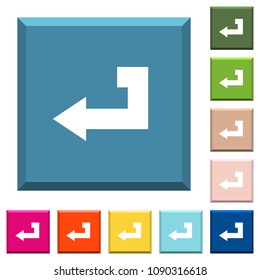 Return key white icons on edged square buttons in various trendy colors