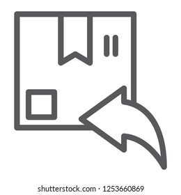 Return line icon, parcel and delivery, package sign, vector graphics, a linear pattern on a white background, eps 10.