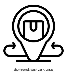 Return location icon outline vector. Delivery box. Parcel order