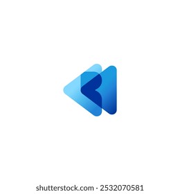 Return logo with the blue color as left arrow with letter R