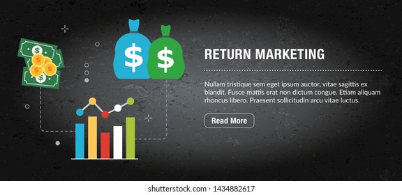 Return marketing concept banner internet with icons in vector. Web banner template for website, banner internet for mobile design and social media apps. Business and communication layout with icons.