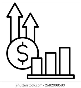 Icono de esquema de maximización de retorno Vector de ilustración