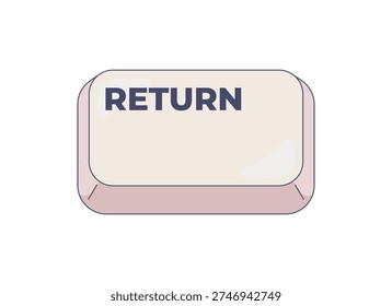 Return modern keyboard key button. Formatting. Line break insertion. Form submission. Rounded keycap icon for pc keypad. Isolated vector illustration. Computer typing element. Input device component