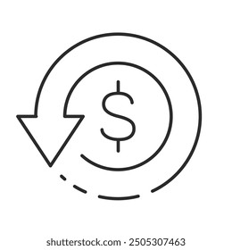 Return money icon. Currency Circulate icon with dollar sign.