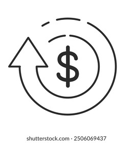 Return money icon. Currency Circulate icon with dollar sign.