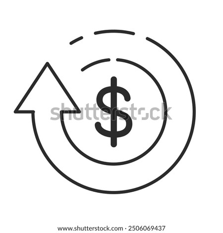 Return money icon. Currency Circulate icon with dollar sign.
