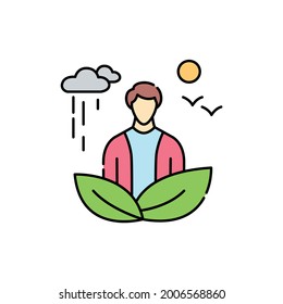 Volver a la naturaleza с icono de línea de color. La vida por ti mismo. Abandono de los objetivos de otras personas. Pictograma para página web, aplicación móvil, promoción. elemento de diseño de interfaz gráfica de usuario (GUI) de UI UX. Trazo editable.