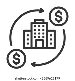 Return On Assets Outline Icon Vector Illustration