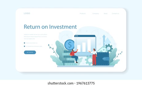 Return on business web banner or landing page. Profitability