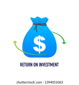 Return on investment concept vector illustration in isometric design. ROI business marketing background