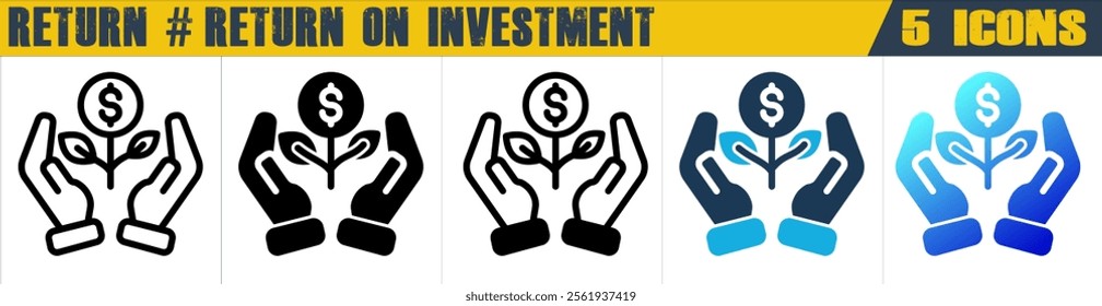 Return on Investment icon with 5 styles (outline, solid, mixed, duotone and solid gradient)