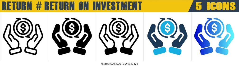 Return on Investment icon with 5 styles (outline, solid, mixed, duotone and solid gradient)