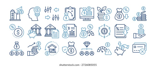 Return on Investment icon collection. Containing design Company Growth, Investment Ideas, Stock Exchange, Investment Strategy, Digital Investment
