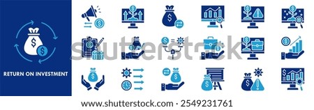 Return On Investment icon collection set. Containing design investment, profit, business, finance, money, financial
