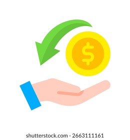Ilustração plana do vetor do ícone de retorno sobre o investimento