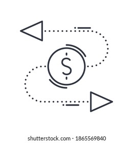 Return on investment icon, linear isolated illustration, thin line vector, web design sign, outline concept symbol with editable stroke on white background.