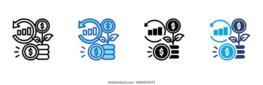 Return On Investment icon Multi Style Vector Illustration
