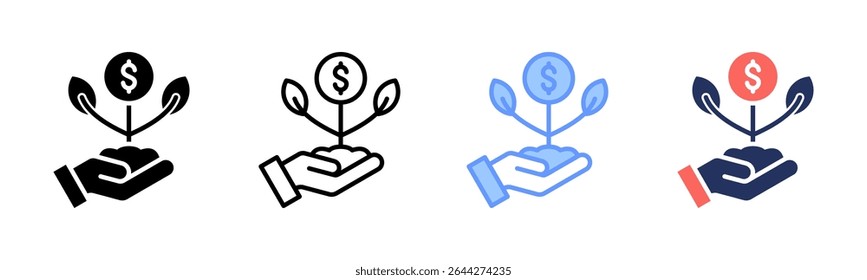Icono de retorno de inversión colección de varios estilos