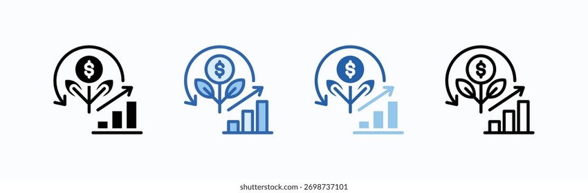 Icono de retorno de inversión Hoja de Colección de estilo múltiple Vector aislado