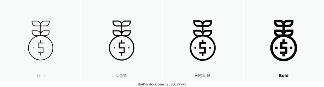 return on investment icon. Thin, Light Regular And Bold style design isolated on white background