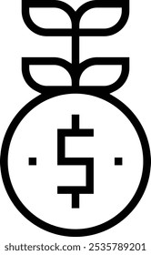 Investitionsrendite-Symbol. Dünnes lineares Design einzeln auf weißem Hintergrund