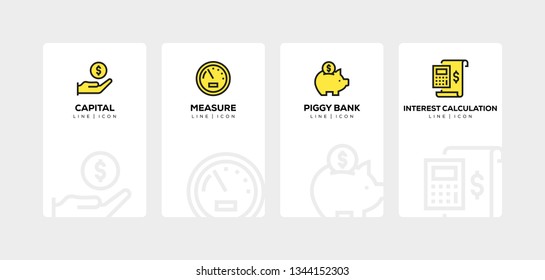 RETURN ON INVESTMENT LINE ICON SET