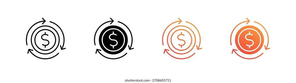 Conjunto de iconos de estilo múltiple de retorno de inversión