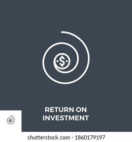 Return on Investment Related Vector Thin Line Icon. Isolated on Black Background. Editable Stroke. Vector Illustration.