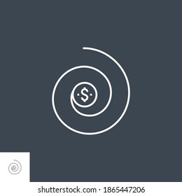 Return on Investment Related Vector Thin Line Icon. Isolated on Black Background. Editable Stroke. Vector Illustration.