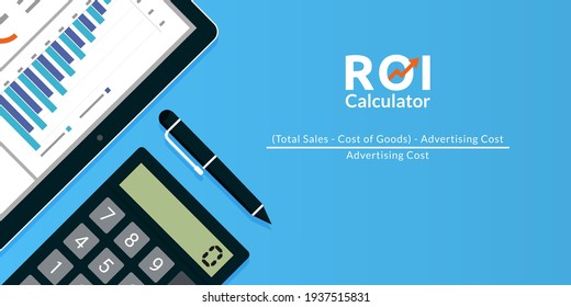 Return On Investment ROI Calculator Concept Vector Illustration.