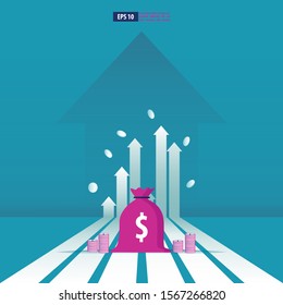 Return on investment, ROI chart and graph, Business, profit, and success. business vector  illustration